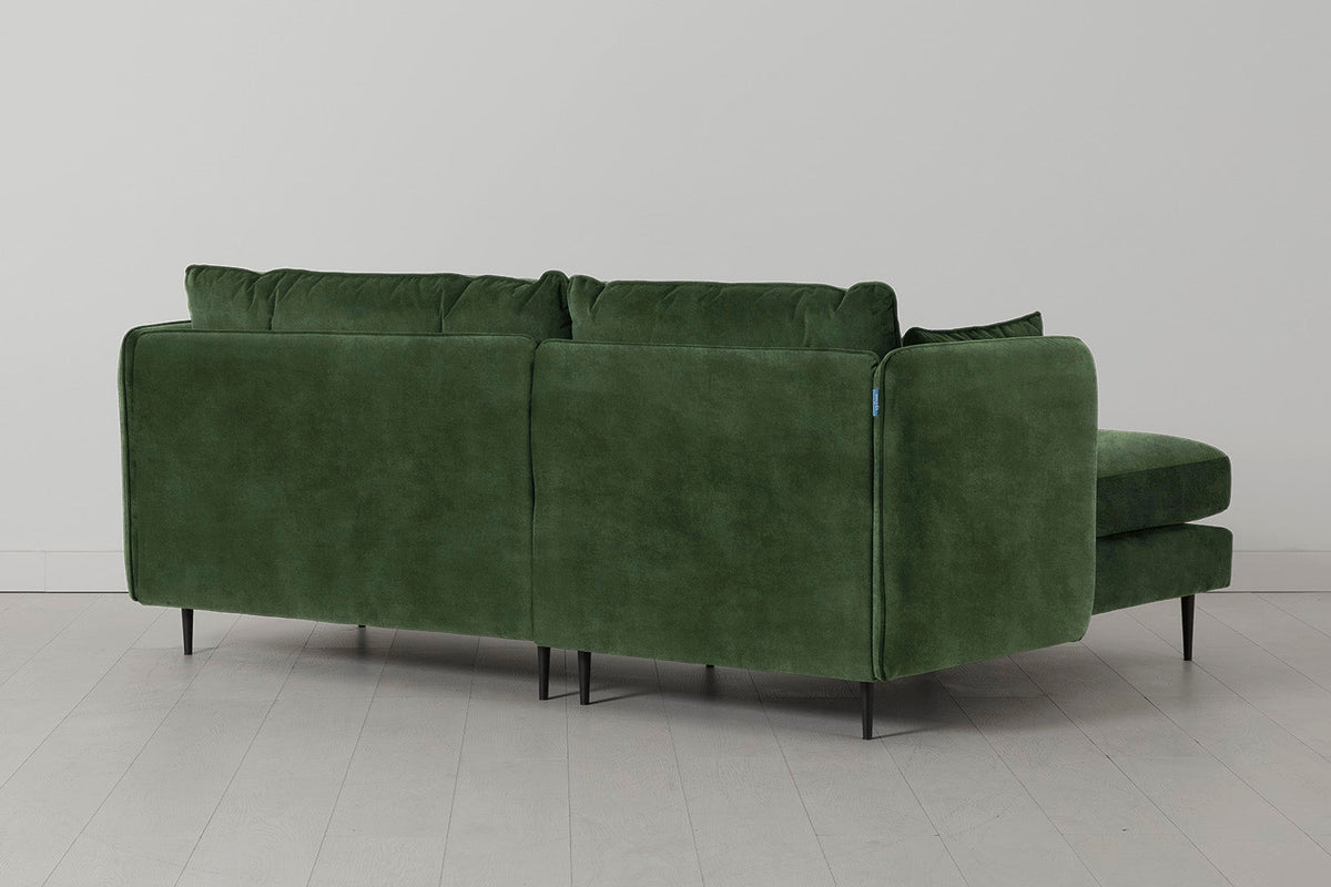 Model 19 3 Seater Left Chaise Sofa, Conifer — Back View