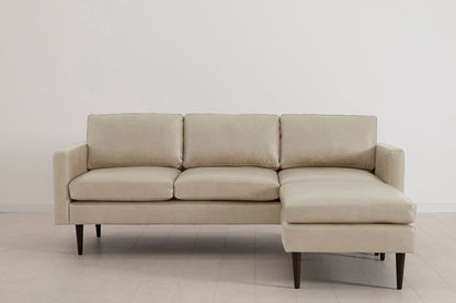Model 01 Dreisizter Sofa mit Hocker, Oyster