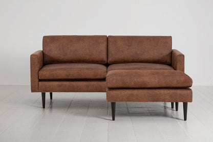 Model 01 Zweisitzer Sofa mit Hocker, Kastanienbraun
