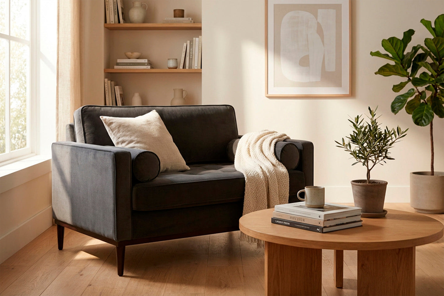 Model 02 Loveseat, Dunkelgrau