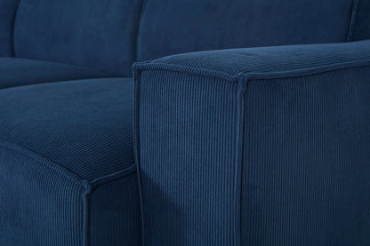 Ecksofa Model 03 mit Polsterhocker, Atlantikblau