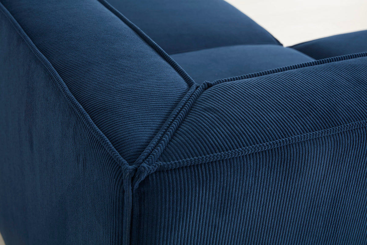Ecksofa Model 03 mit Polsterhocker, Atlantikblau