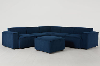 Ecksofa Model 03 mit Polsterhocker, Atlantikblau