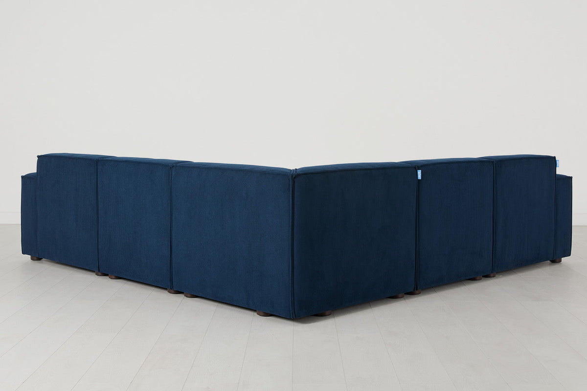 Ecksofa Model 03 mit Polsterhocker, Atlantikblau