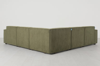Ecksofa Model 03 mit Polsterhocker, Fenchelgrün
