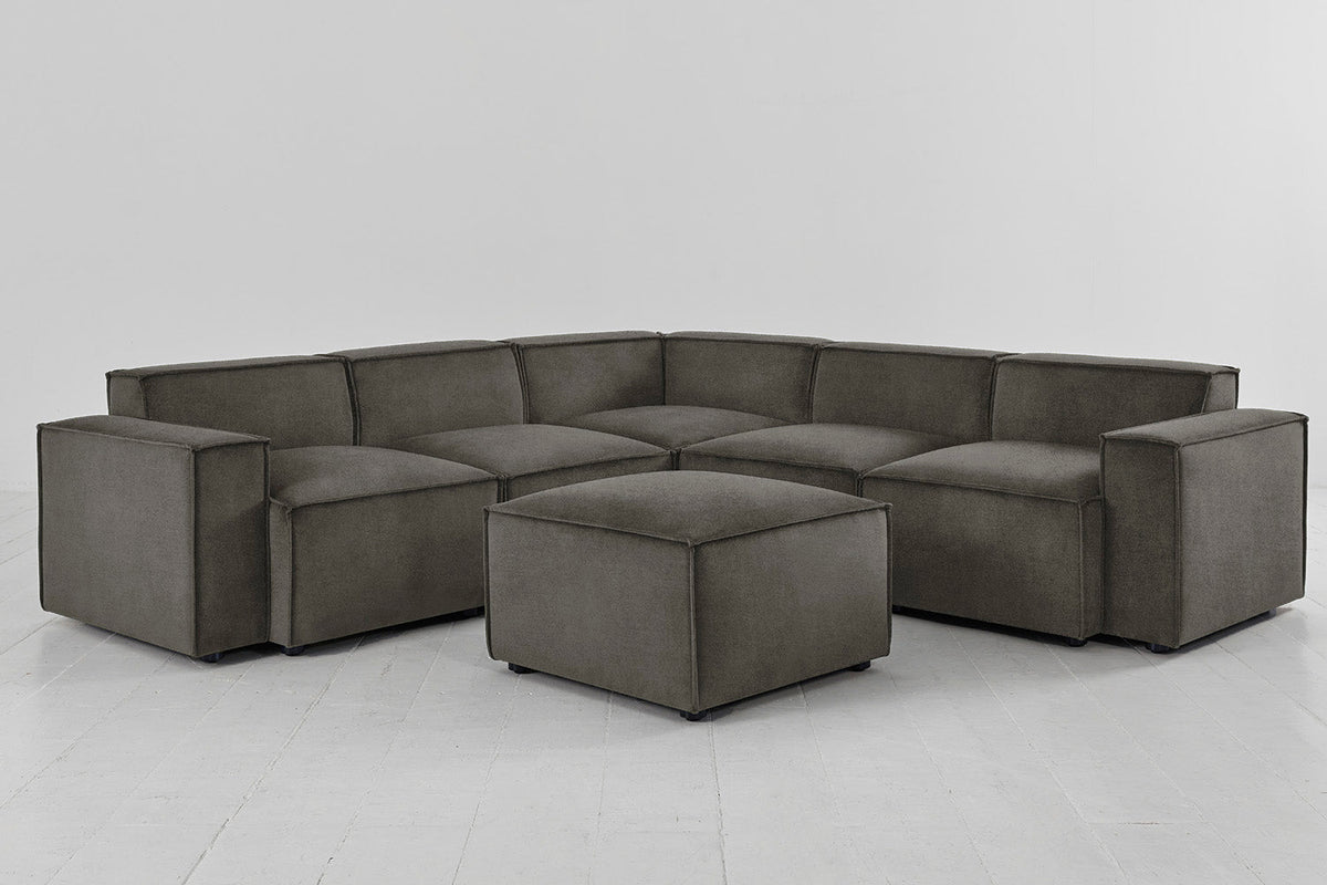 Ecksofa Model 03 mit Polsterhocker, Nerzgrau