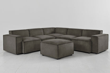 Ecksofa Model 03 mit Polsterhocker, Nerzgrau