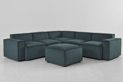 Ecksofa Model 03 mit Polsterhocker, Petrol