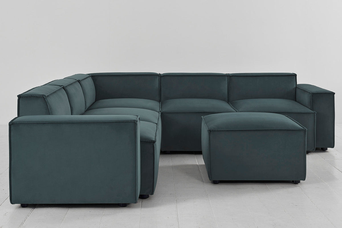 Ecksofa Model 03 mit Polsterhocker, Petrol
