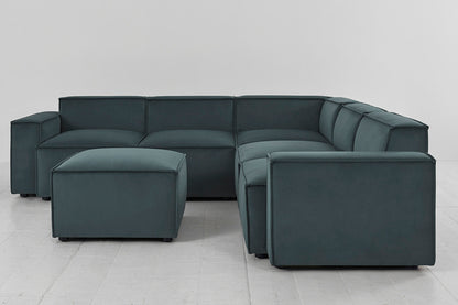 Ecksofa Model 03 mit Polsterhocker, Petrol