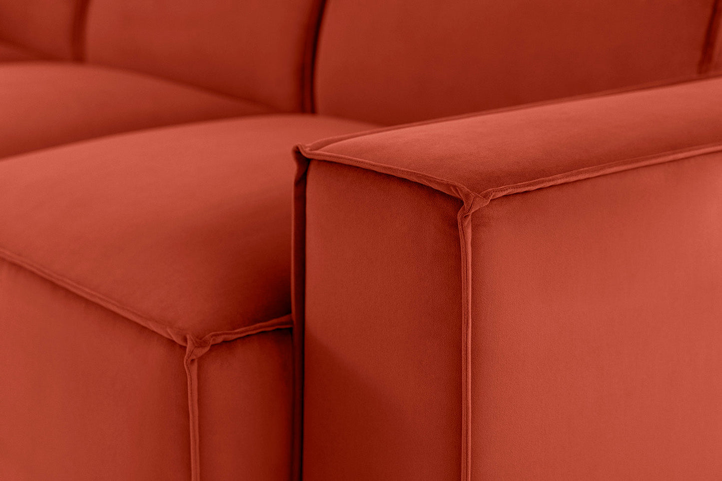 Ecksofa Model 03 mit Polsterhocker, Paprikarot
