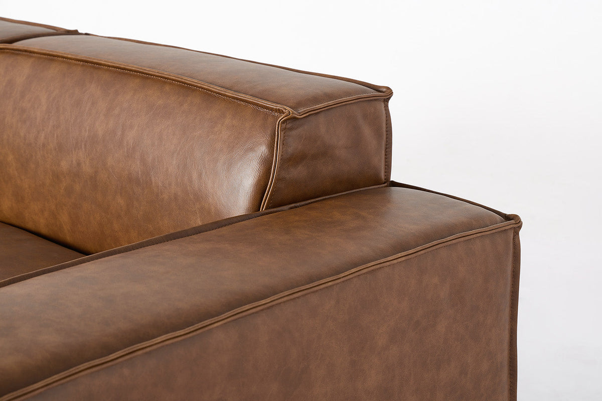 Dreisitzer-Sofa Model 03 mit Chaiselongue links, Ahornbraun