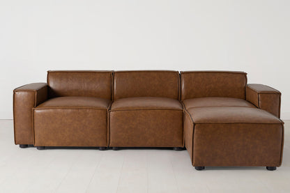 Dreisitzer-Sofa Model 03 mit Chaiselongue rechts, Ahornbraun