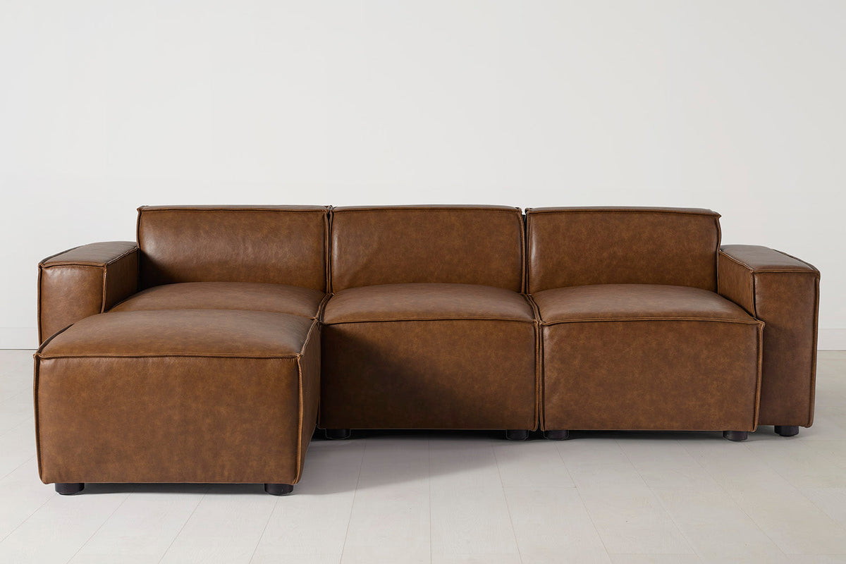 Dreisitzer-Sofa Model 03 mit Chaiselongue links, Ahornbraun