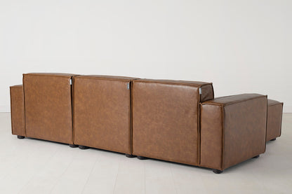 Dreisitzer-Sofa Model 03 mit Chaiselongue links, Ahornbraun