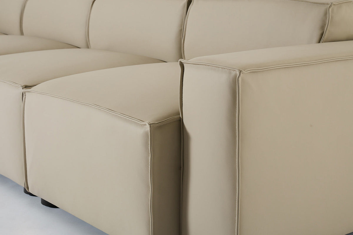 Ecksofa Model 03 mit Polsterhocker, Oyster
