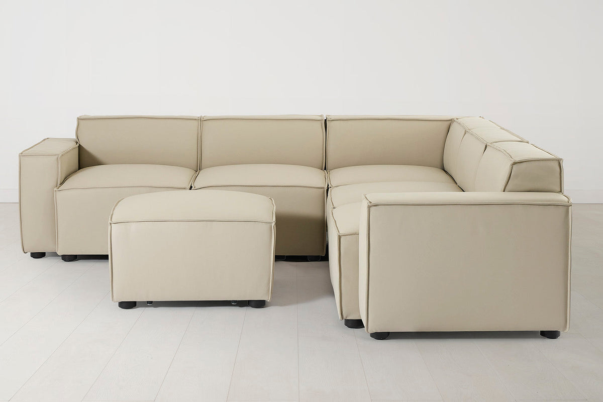 Ecksofa Model 03 mit Polsterhocker, Oyster