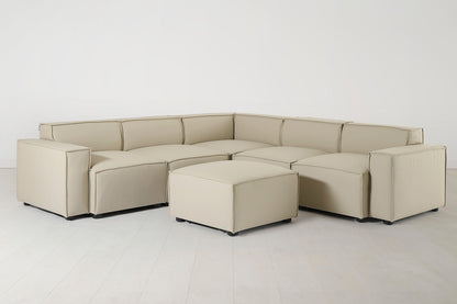Ecksofa Model 03 mit Polsterhocker, Oyster