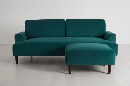 Model 05 Dreisizter Sofa mit Hocker, Eisvogelblau
