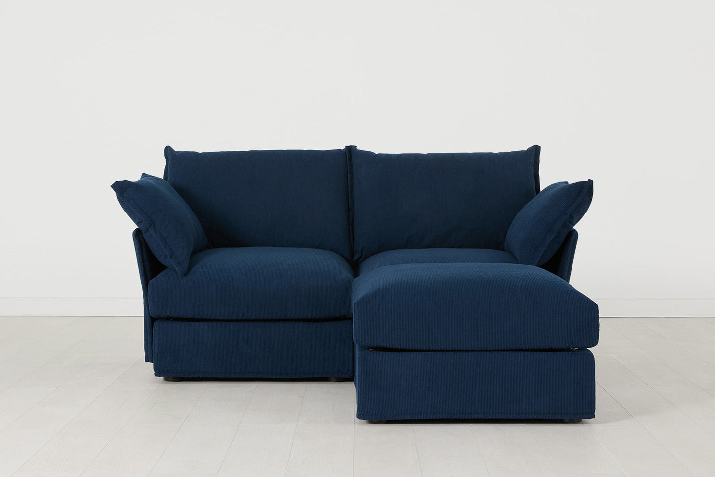 Zweisitzer-Ecksofa Model 06 mit Ecke rechts, Atlantikblau