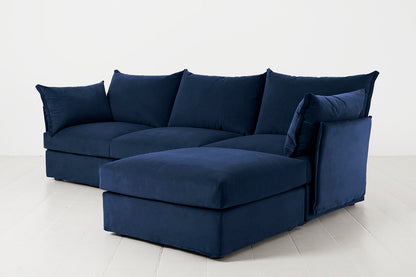 Dreisitzer-Ecksofa Model 06 mit Ecke rechts, Indigoblau