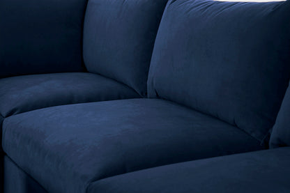 Ecksofa Model 06 mit Polsterhocker, Indigoblau