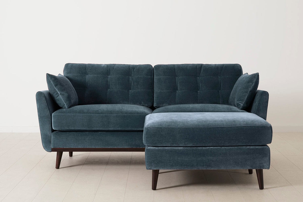 Ottoman in blue chenille