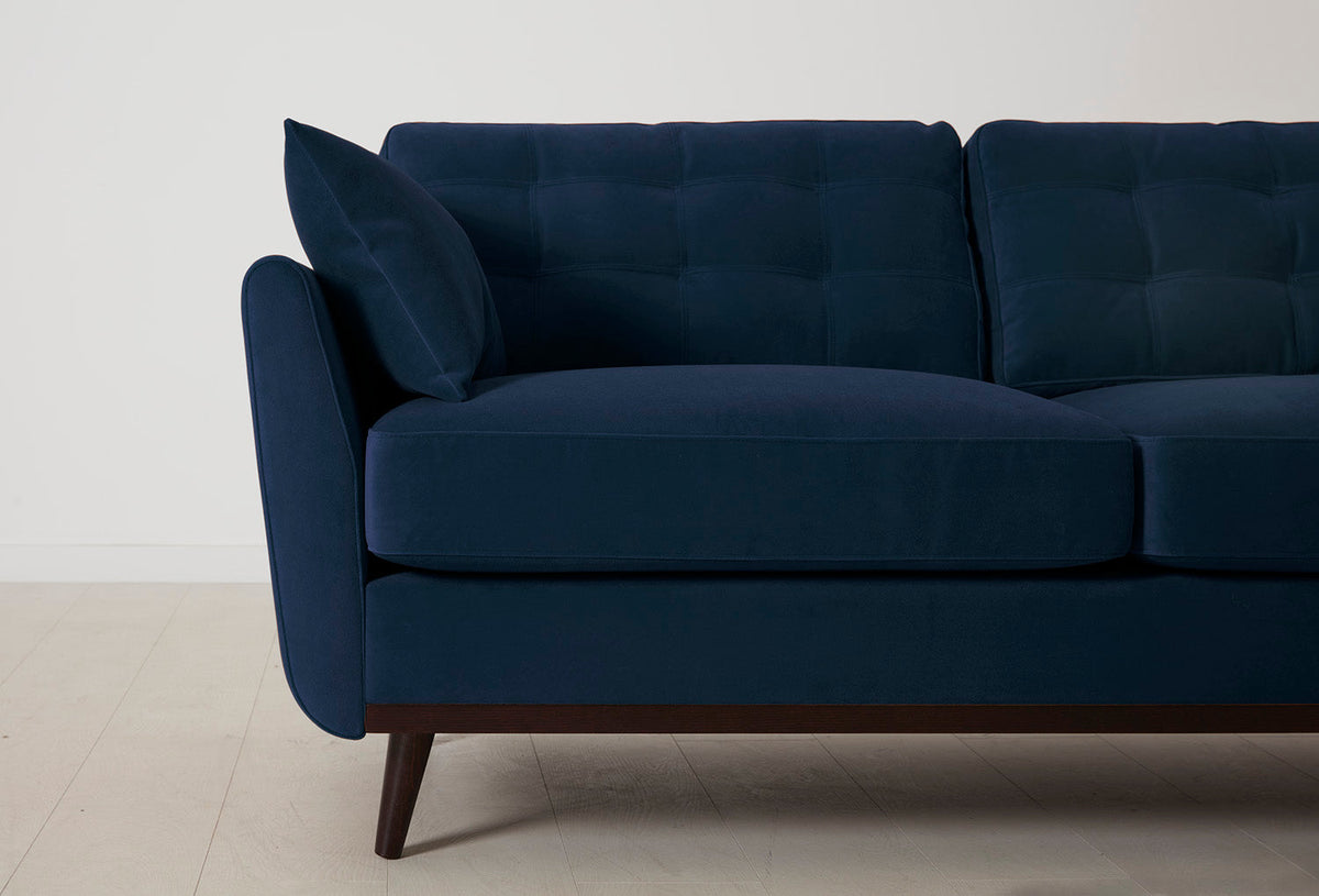 Model 10 Dreisizter Sofa mit Hocker, Indigoblau