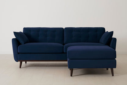 Model 10 Dreisizter Sofa mit Hocker, Indigoblau