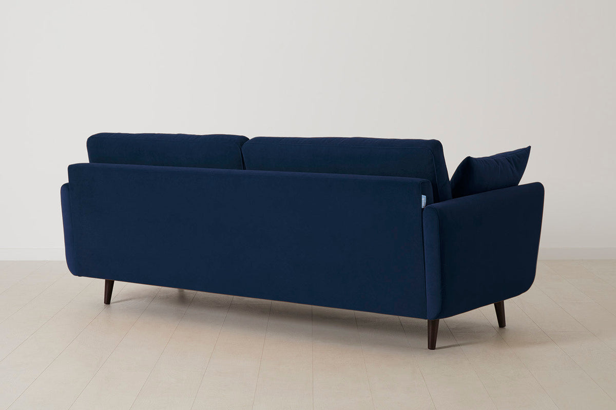 Model 10 Dreisizter Sofa mit Hocker, Indigoblau