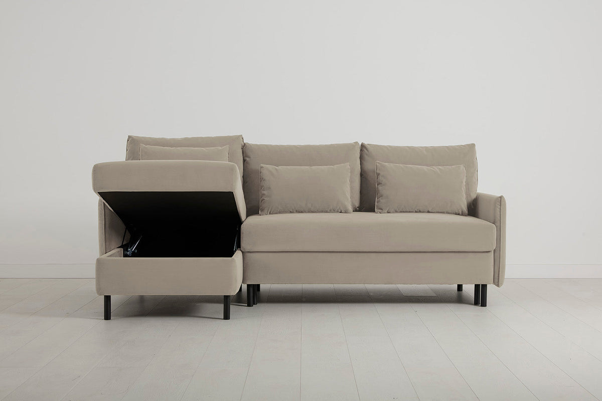 Model 12 Dreisitzer-Sofa mit Chaiselongue links, Bone