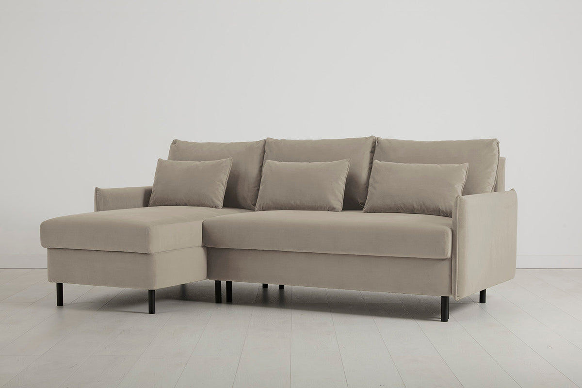 Model 12 Dreisitzer-Sofa mit Chaiselongue links, Bone