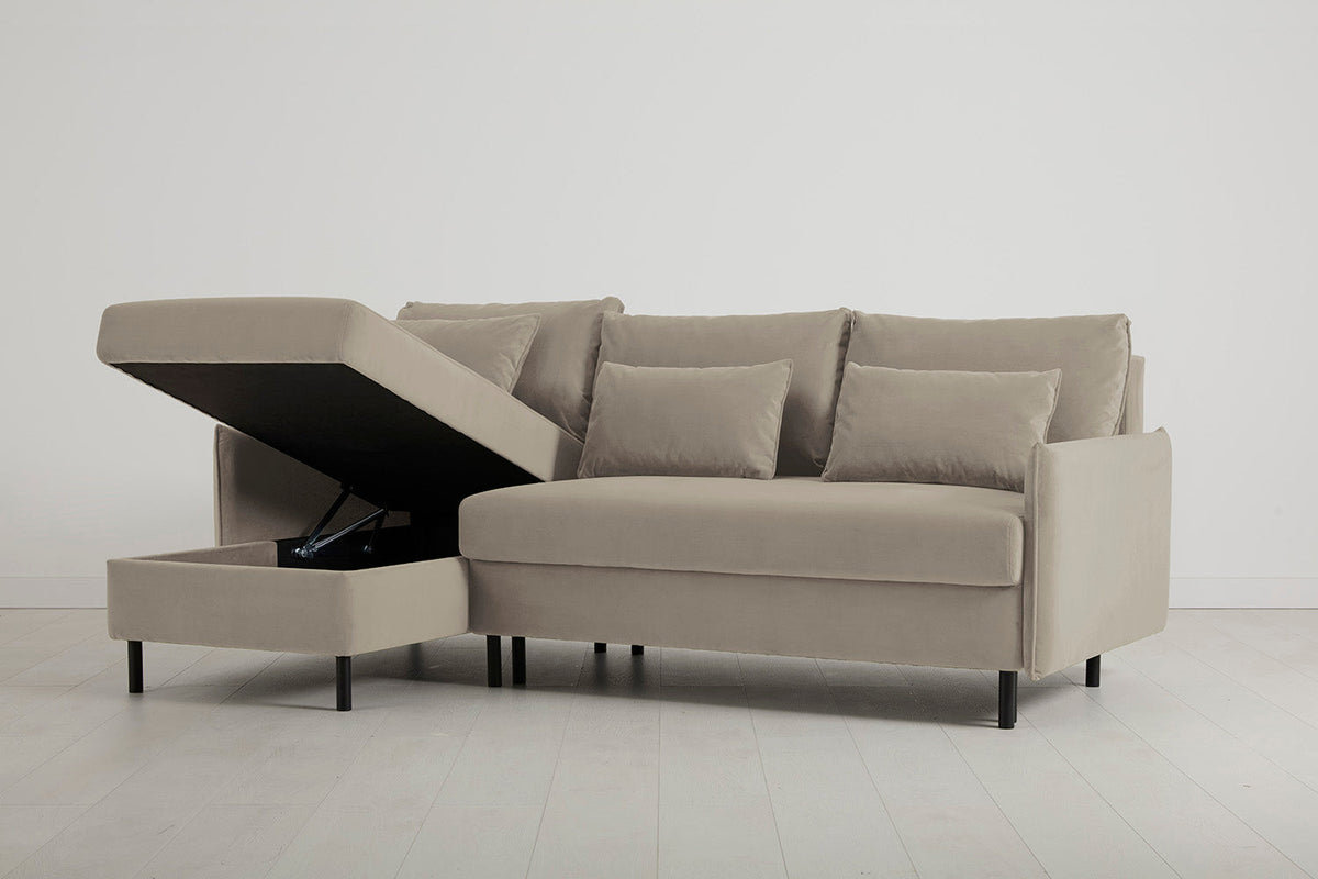 Model 12 Dreisitzer-Sofa mit Chaiselongue links, Bone
