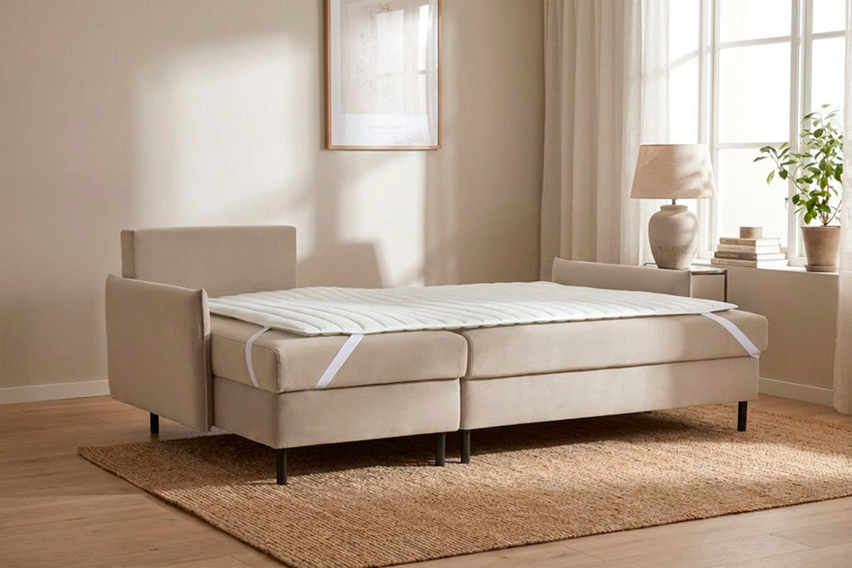 Model 12 Sofa Bed with Storage 3 Seater Right Chaise, Bone
