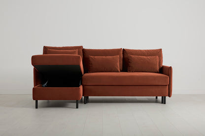 Model 12 Dreisitzer-Sofa mit Chaiselongue links, Ziegelrot