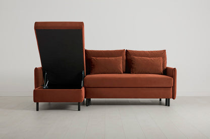Model 12 Dreisitzer-Sofa mit Chaiselongue links, Ziegelrot