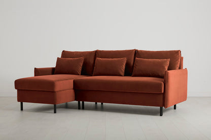 Model 12 Dreisitzer-Sofa mit Chaiselongue links, Ziegelrot