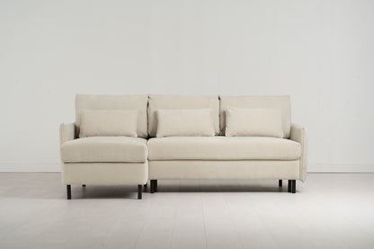Model 12 Sofa Bed with Storage 3 Seater Left Chaise, Chalk