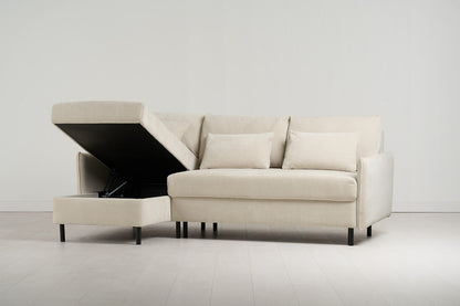 Model 12 Sofa Bed with Storage 3 Seater Left Chaise, Chalk