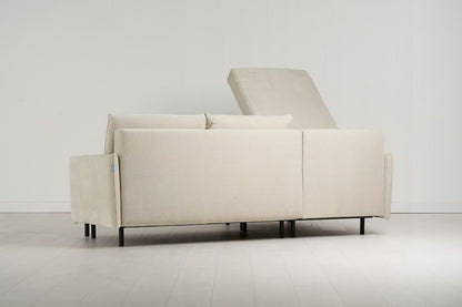 Model 12 Sofa Bed with Storage 3 Seater Left Chaise, Chalk