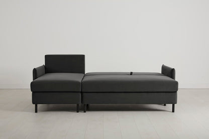 3-Seater Left Chaise Sofa Bed with Storage in grey velvet