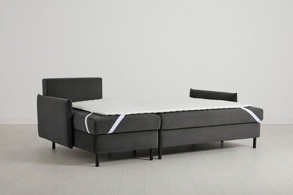 3-Seater Left Chaise Sofa Bed with Storage in grey velvet