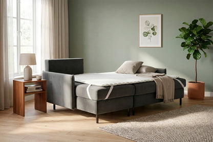 3-Seater Left Chaise Sofa Bed with Storage in grey velvet