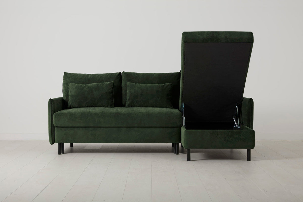 Model 12 Sofa Bed with Storage 3 Seater Right Chaise, Conifer