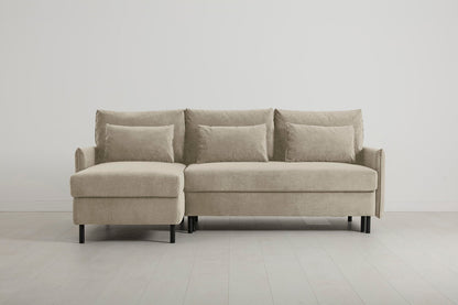 3-Seater Left Chaise Sofa Bed with Storage in cream chenille