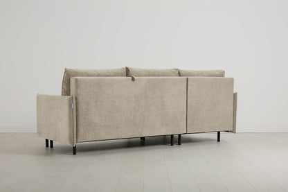 3-Seater Left Chaise Sofa Bed with Storage in cream chenille