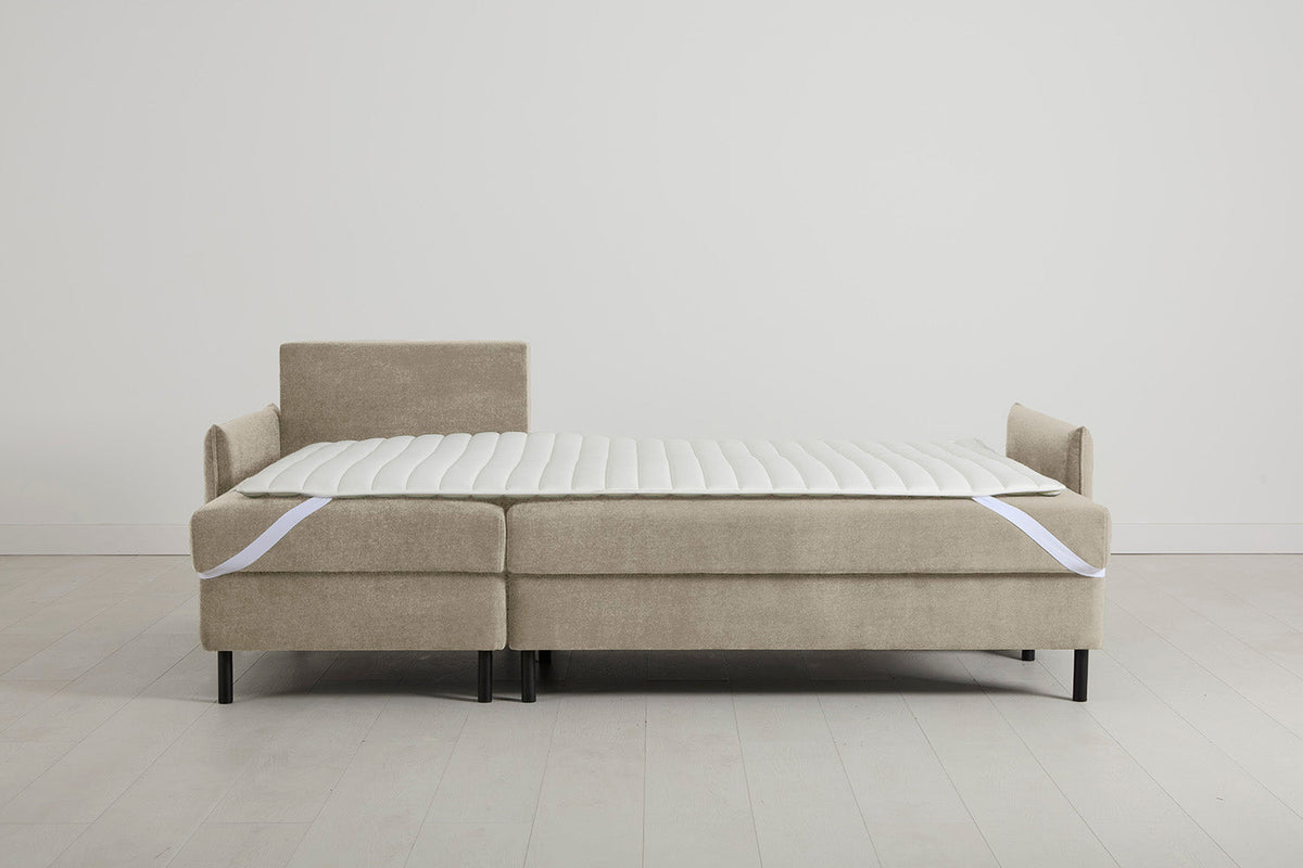 3-Seater Left Chaise Sofa Bed with Storage in cream chenille