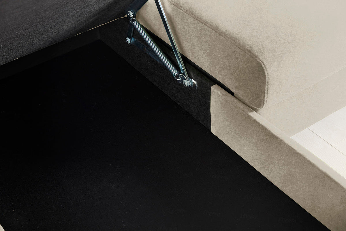 Model 12 Dreisitzer-Schlafsofa mit Chaiselongue links, Flachs