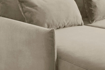 3-Seater Left Chaise Sofa Bed with Storage in cream chenille