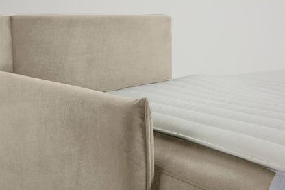 3-Seater Left Chaise Sofa Bed with Storage in cream chenille